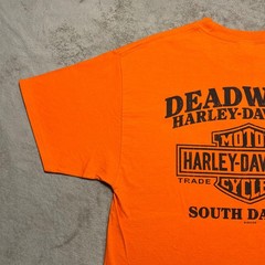 Harley Davidson Sturgis 2018 Black Hill Rally T Shirt Mens Large Orange Deadwood