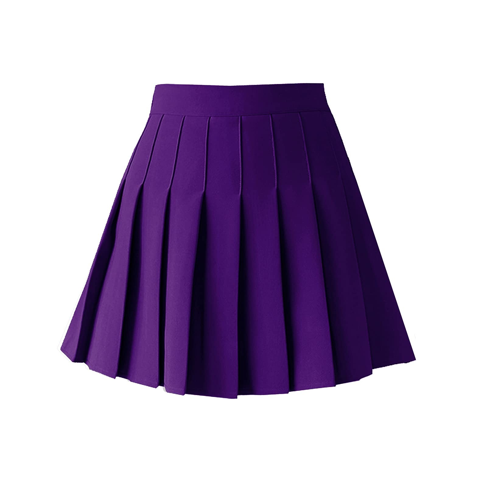 Women's High Waist A-Line Pleated Mini Skirt Short Tennis Skirt (Purple, S) gallery