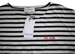 New MAISON LABICHE Ivory Navy Stripe COLOMBIER SAILOR ORGANIC COTTON T-SHIRT XL
