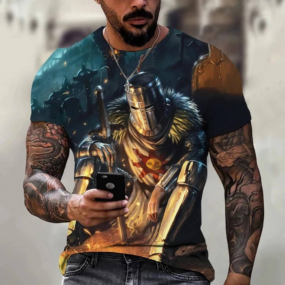 Knights Templar T-Shirt Men's Christian Warrior Crusader Cross 3D Printed gallery
