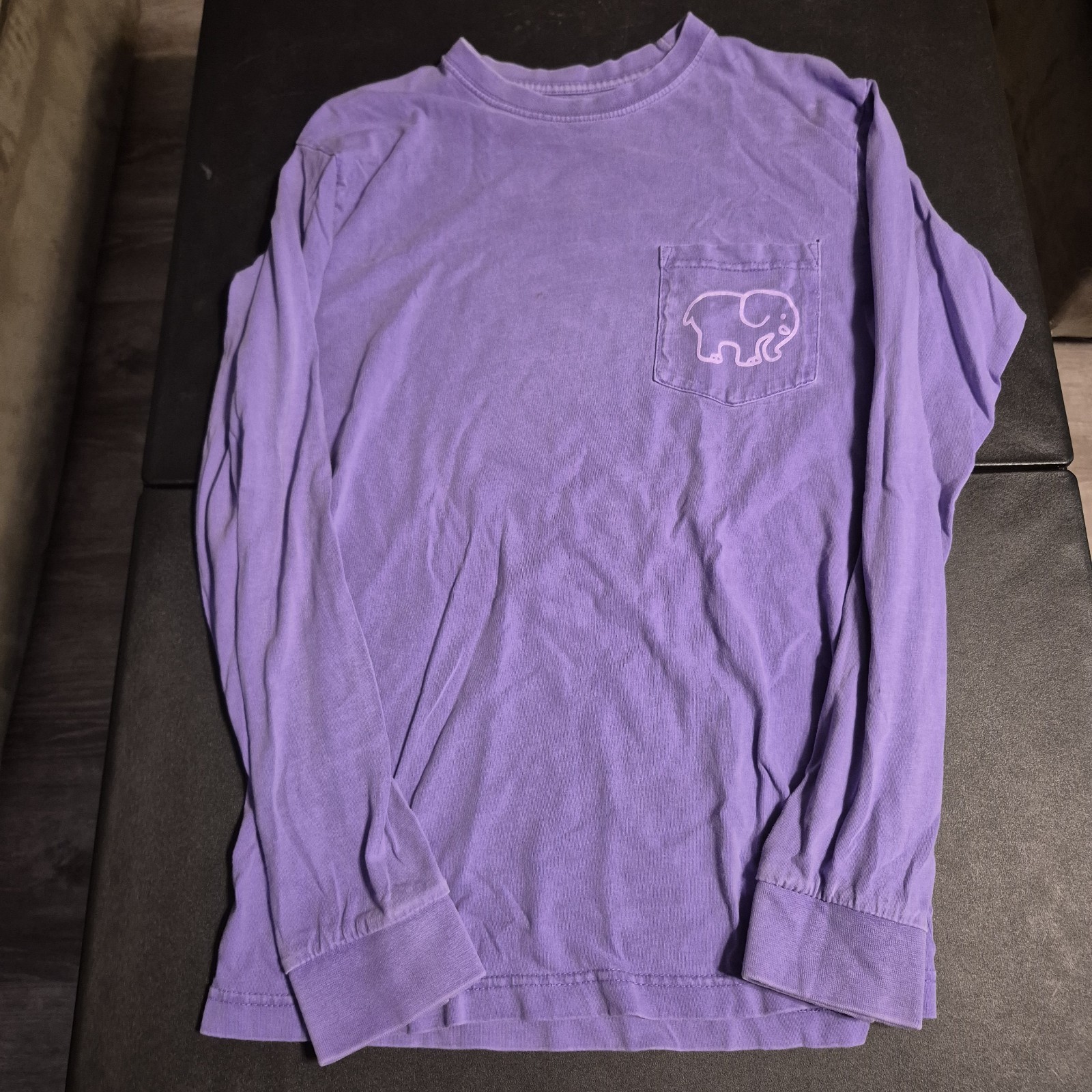 Ivory Ella Purple Long Sleeve Pocket T-Shirt Elephant Logo Crew Neck S gallery