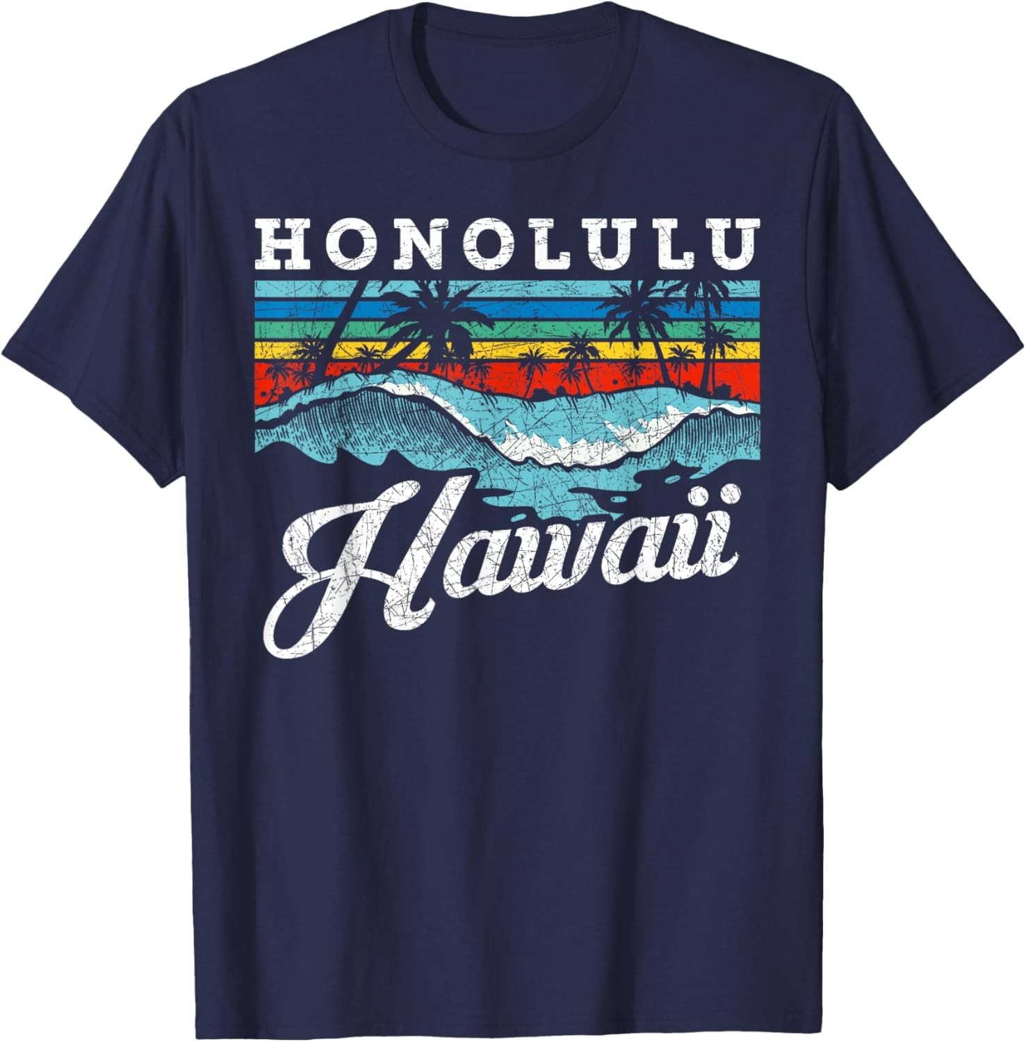 Waves Beach Honolulu Hawaiian Summer Surfing Retro Hawaii T-Shirt gallery