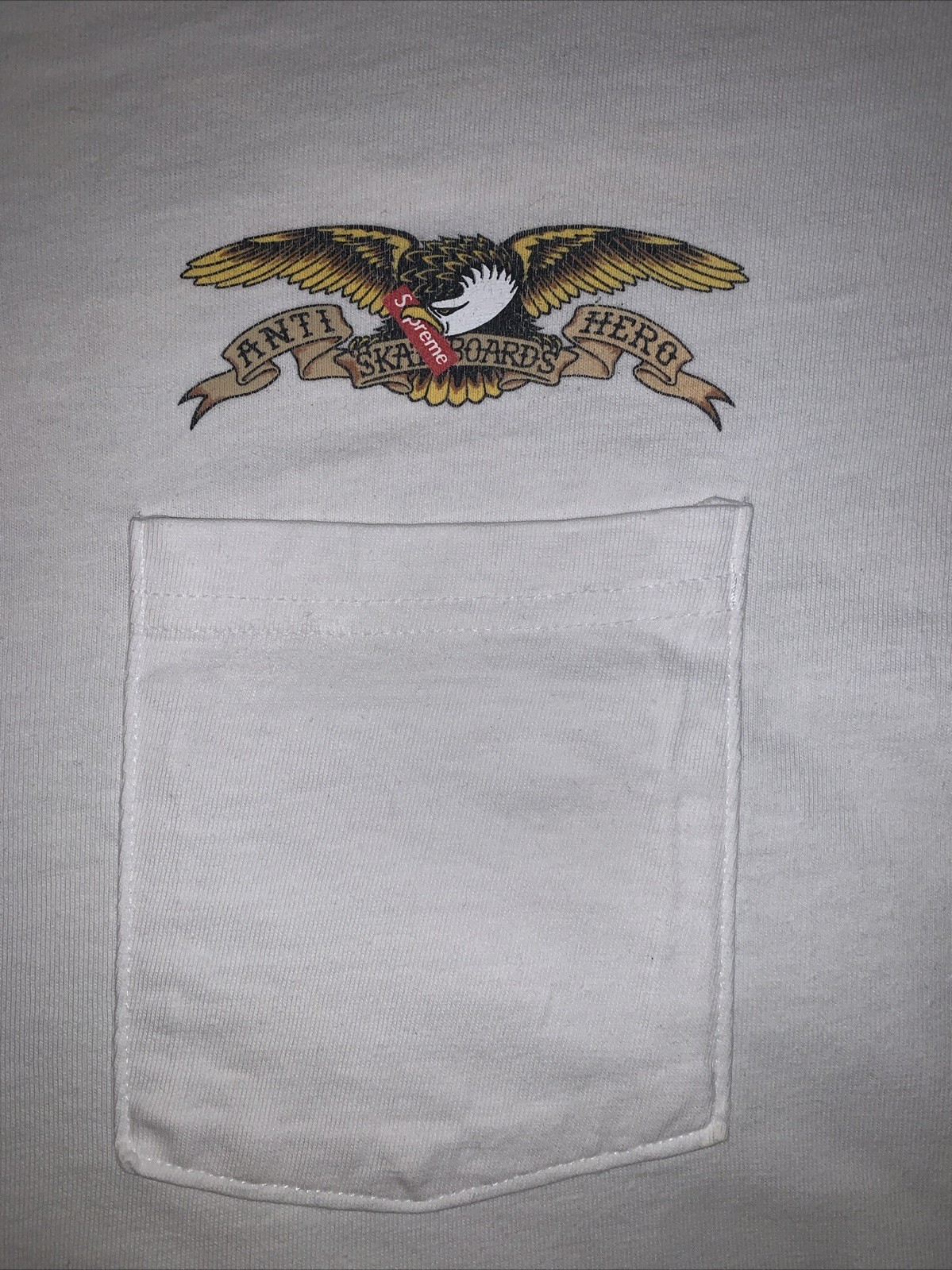 Supreme Anti Hero Skateboards Shirt Mens Large White Pocket Tee Eagle SS16 Y2K gallery