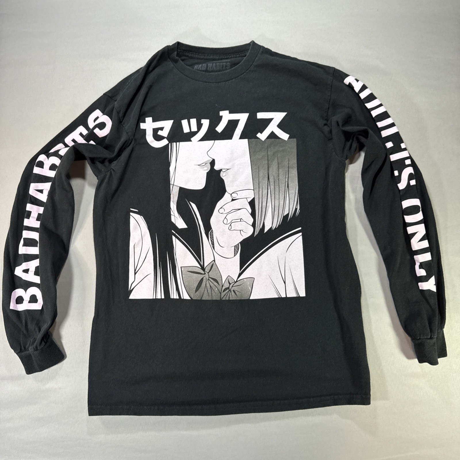 Bad Habits Spencers Long Sleeve T-Shirt Medium Black Graphic Alt Streetwear gallery