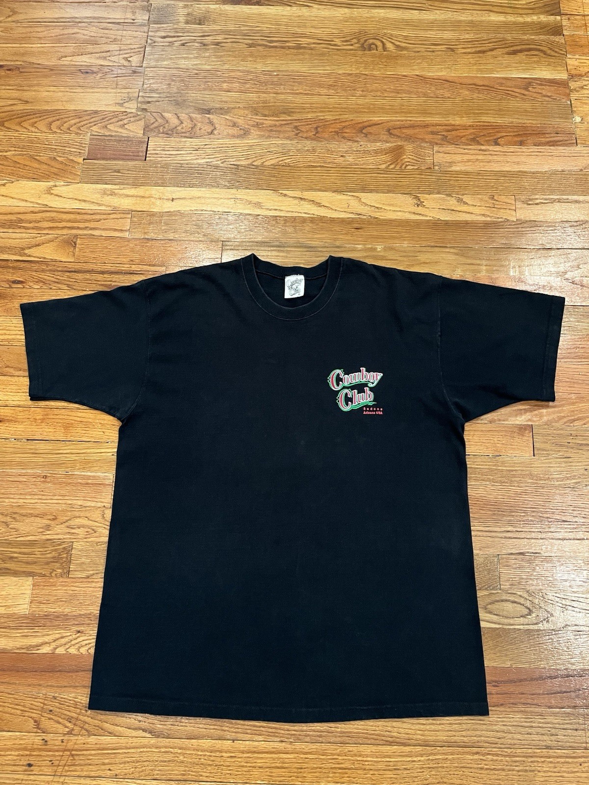 Y2K Cowboy Club Sedona AZ USA Double Sided Graphic T Shirt Men XL Made In USA gallery