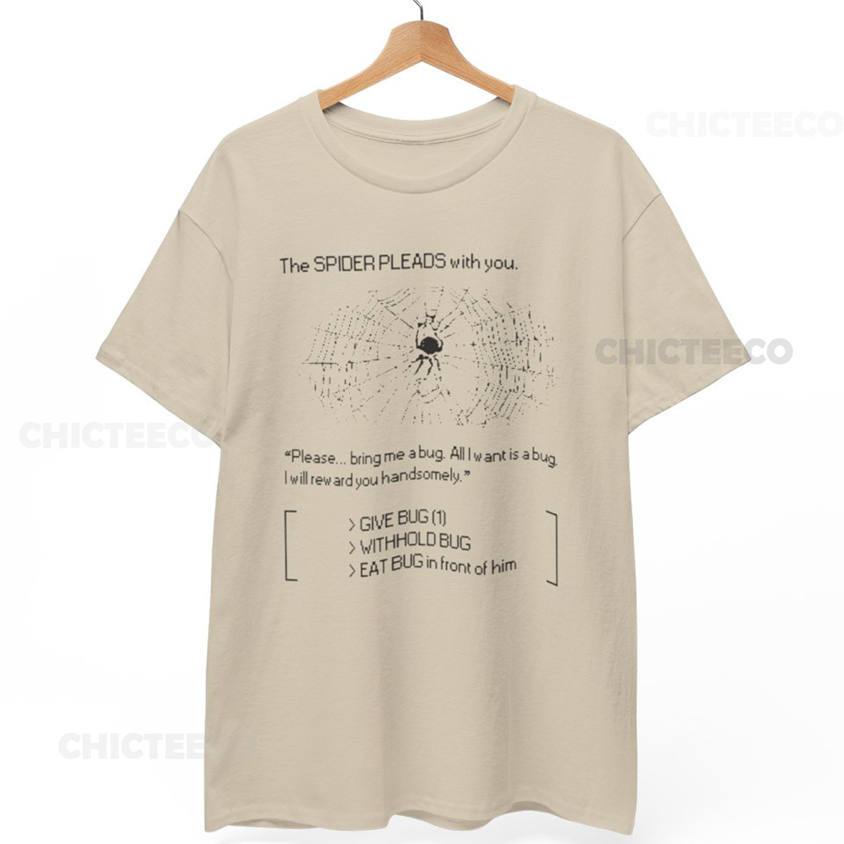 Spider Pleads Text Adventure T-Shirt Retro Gaming Cult Obscure Unisex Tee gallery