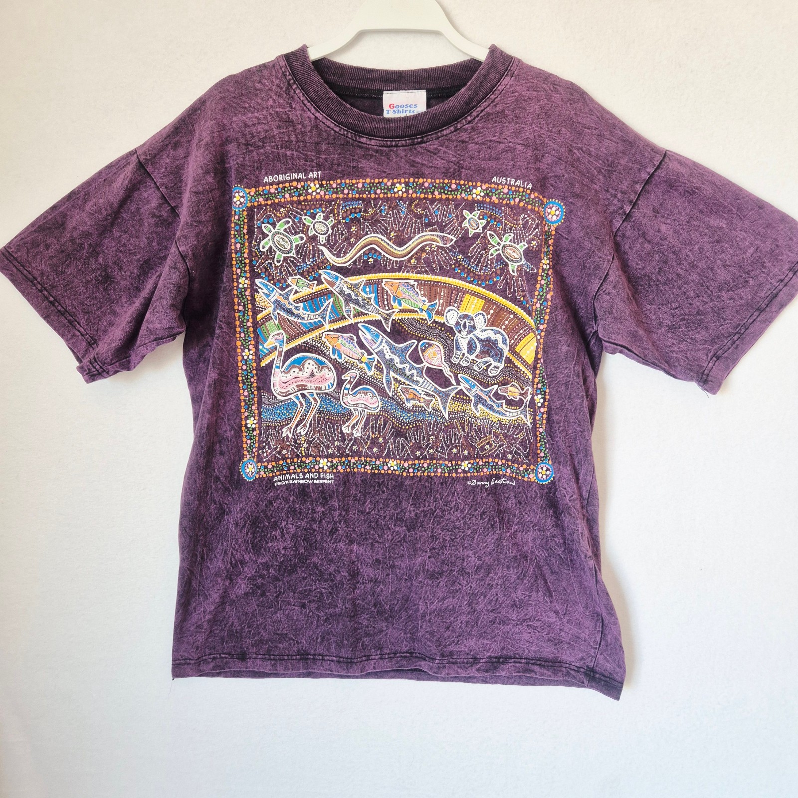 Vintage Gooses Aboriginal Art Animal Australia T-Shirt Cotton Acid-Purple Sz.M gallery