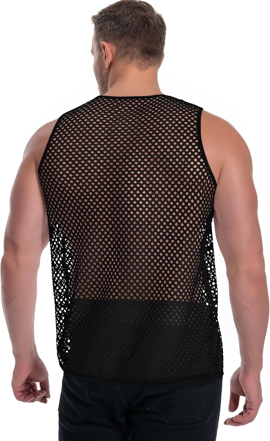 Men's See Through Mesh Muscle Tee Fitted Sleeveless Clubwear Top Breathable gallery