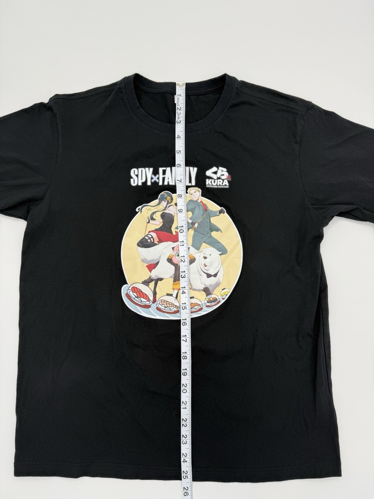 SPY x FAMILY Kura Sushi Collab T-Shirt Black Adult Large (Fits M) Anime Graphic gallery