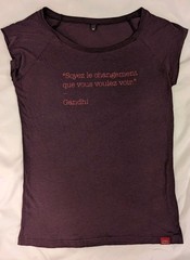 Bamboo Organic Cotton Top Medium (XS) Be The Change Gandhi Spanish Quote Soft