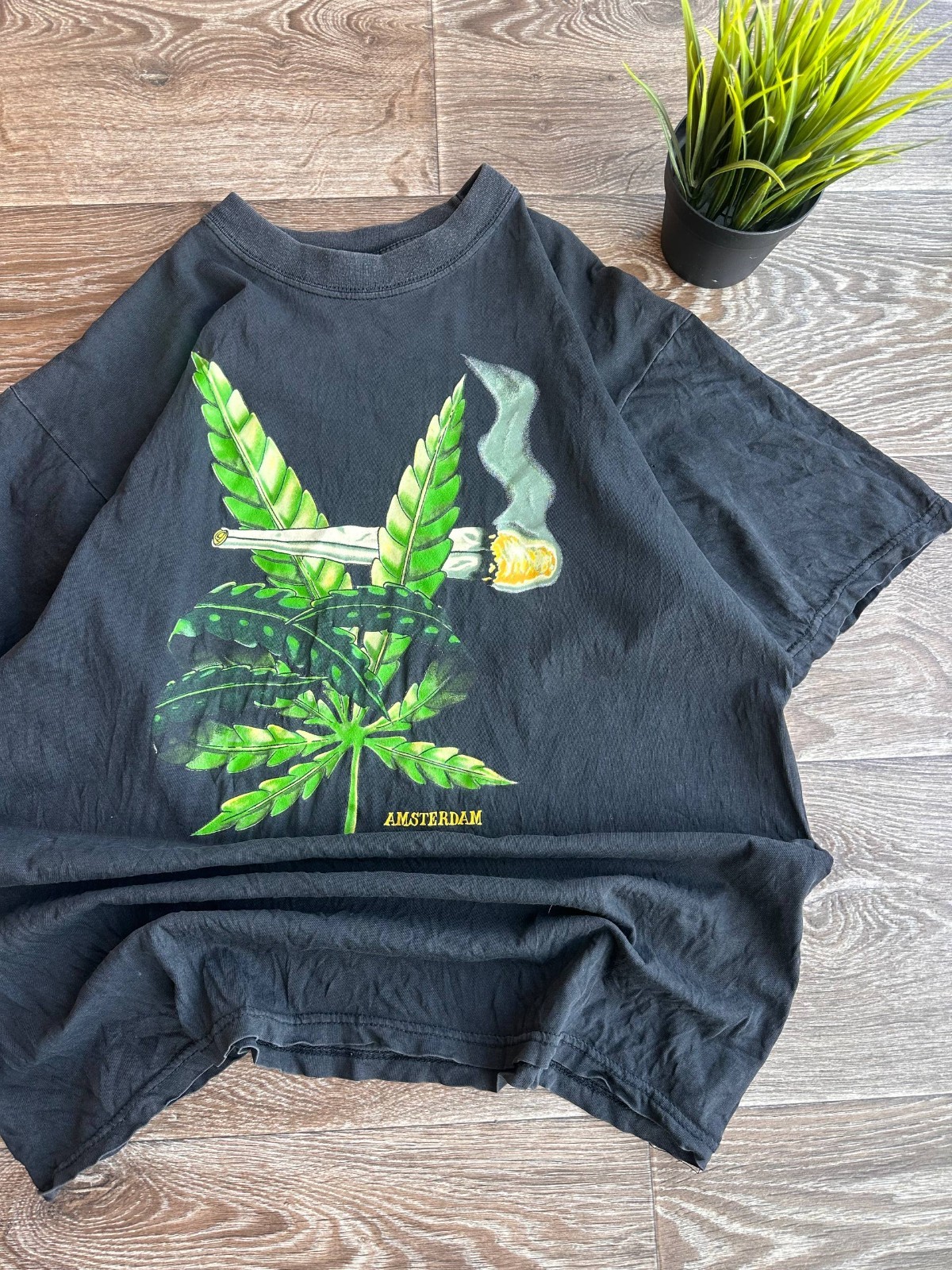 90s Marijuana Smoke Weed Hip Hop Rap T Shirt 2Pac Jay-Z Mens Size L Black gallery