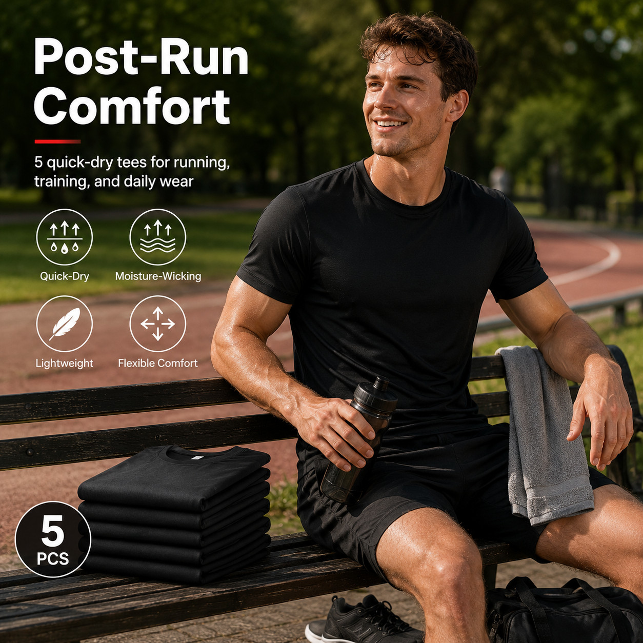 Unisex Moisture Wicking T Shirts 5 Pack Breathable Quick Dry Athletic Tee gallery