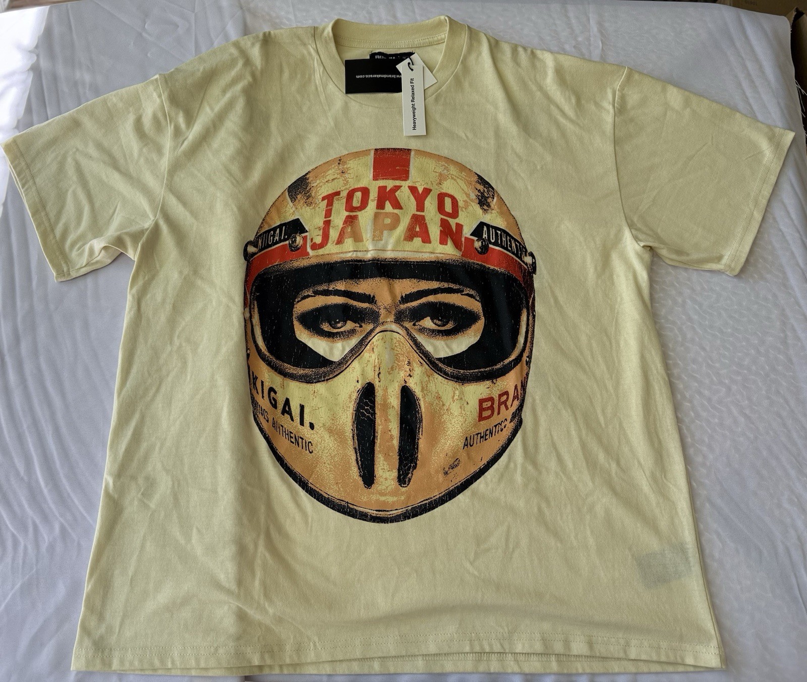 BrandMakers Tokyo Japan Racing Graphic T-Shirt Mens XL Cream Heavyweight New