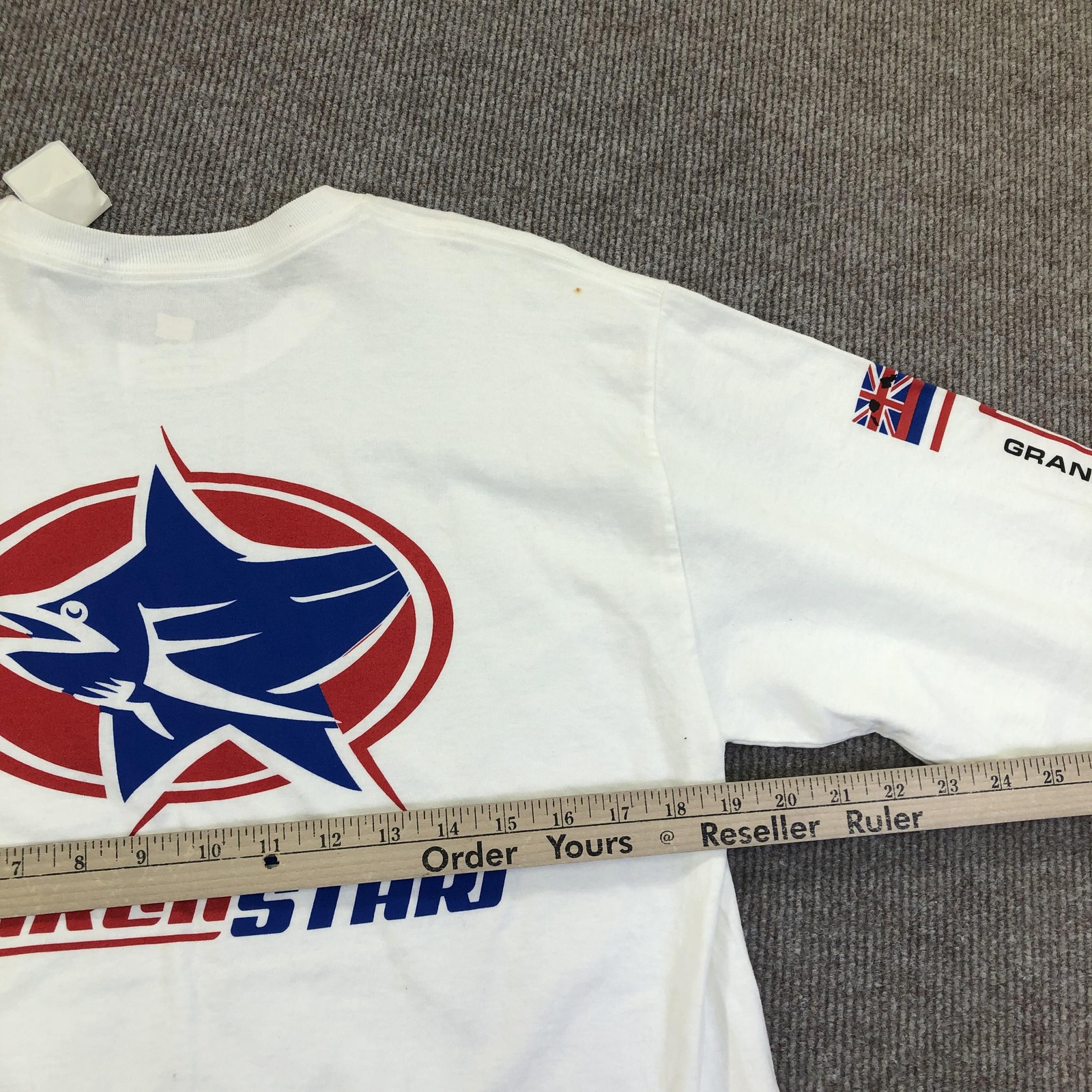 MarlinStar Hanes Shirt Mens Medium White Long Sleeve Graphic Tee Tagless Fish gallery