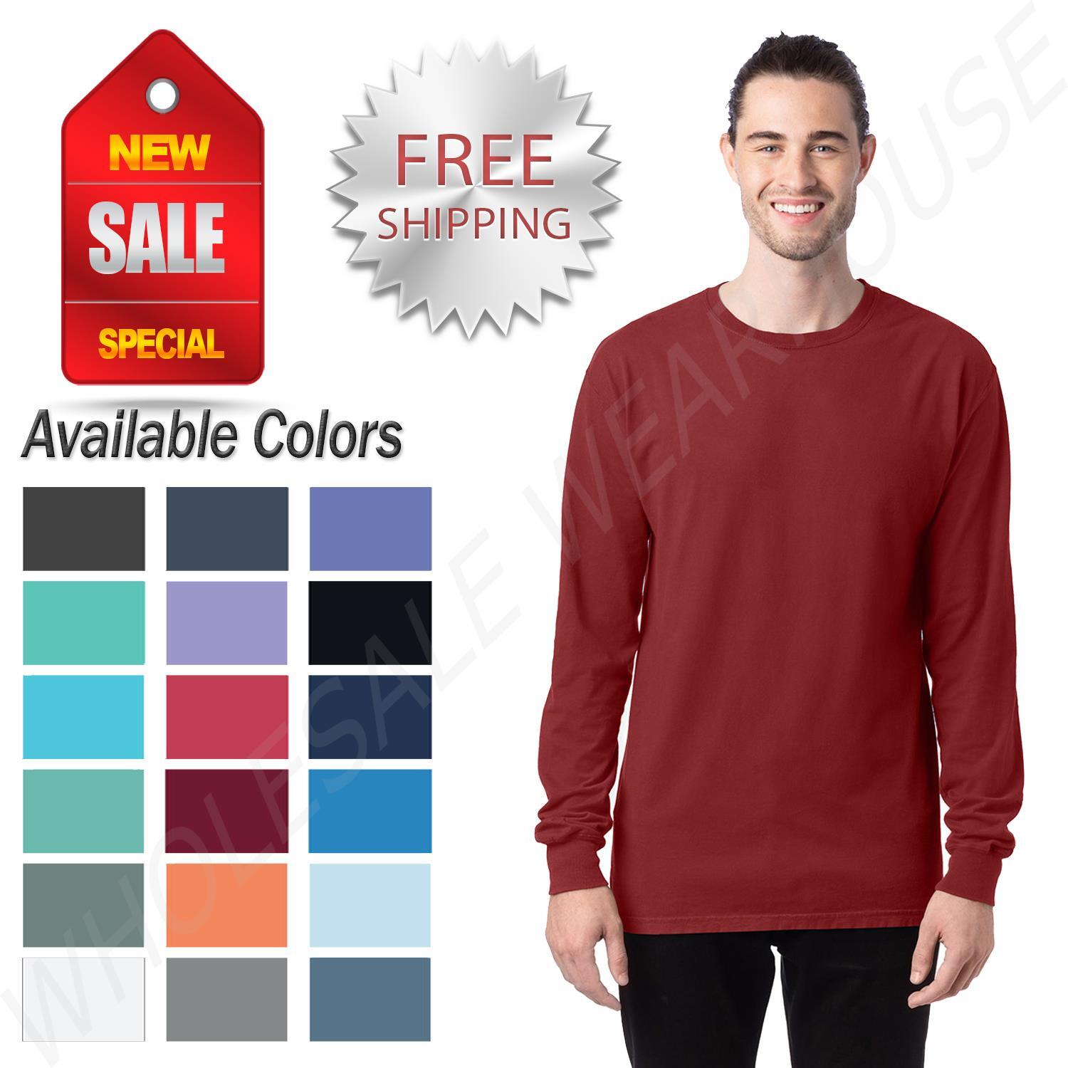 Hanes Mens ComfortWash 100% Cotton Long Sleeve Garment-Dyed T-Shirt GDH200 gallery