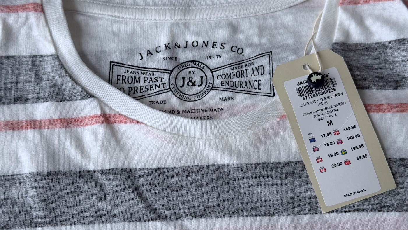 Jack & Jones JJORFANCY 100% Cotton Cloud Dancer/SLIM NARRO T-Shirt Size M gallery