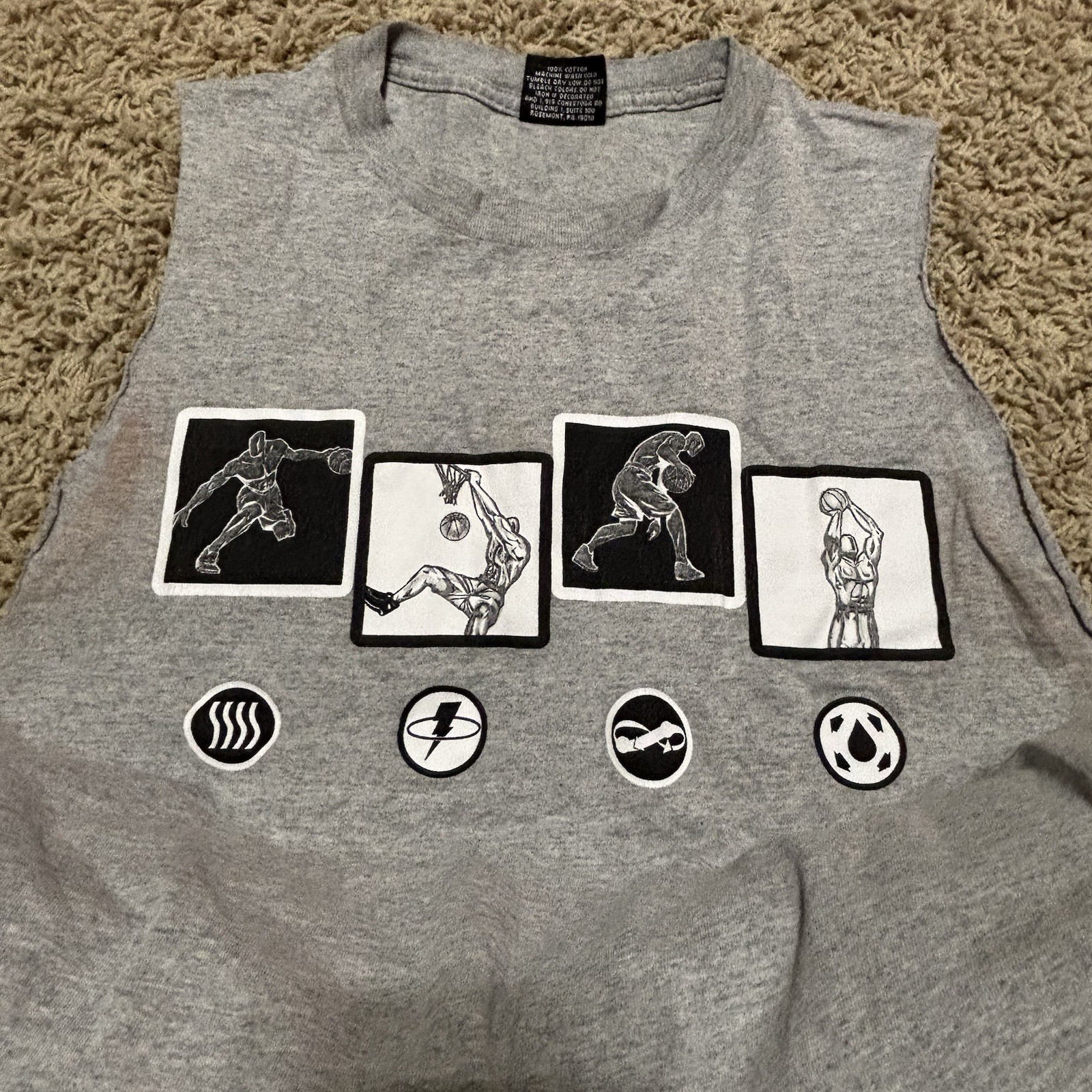 Vintage And 1 The Swerve Mens Medium Gray T Shirt USA Made Basketball Y2K gallery
