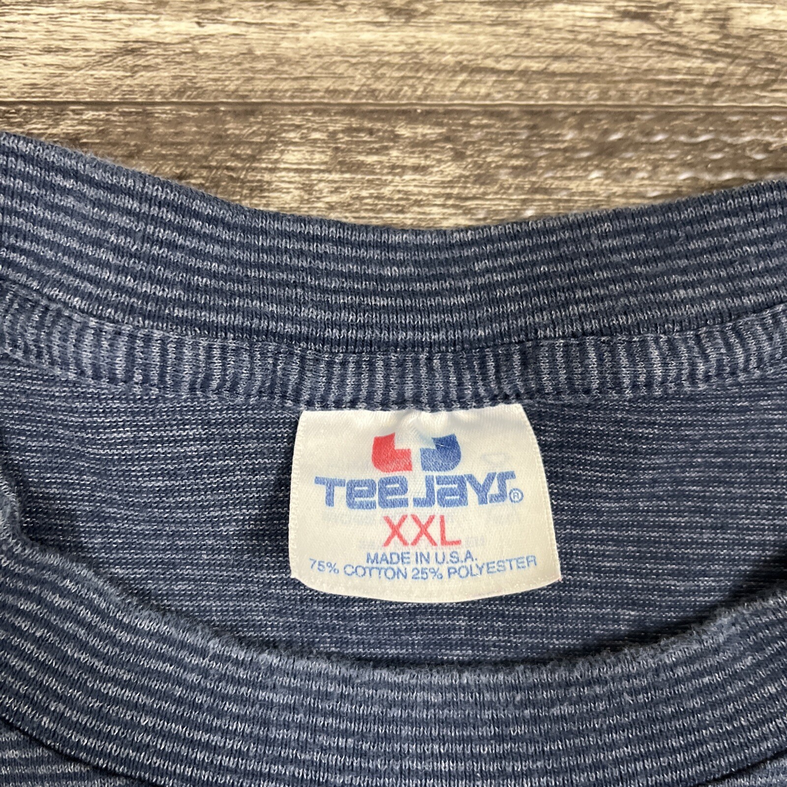 Vintage Plymouth Mass Souvenir Single Stitch Shirt XXL 2XL Blue Striped USA Made gallery