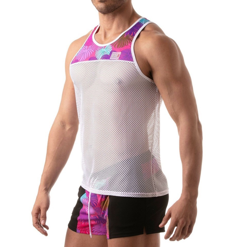 TOF Paris Mesh Tank Top Large 40-42" chest Gently worn 86% polyamide/14% elastan gallery