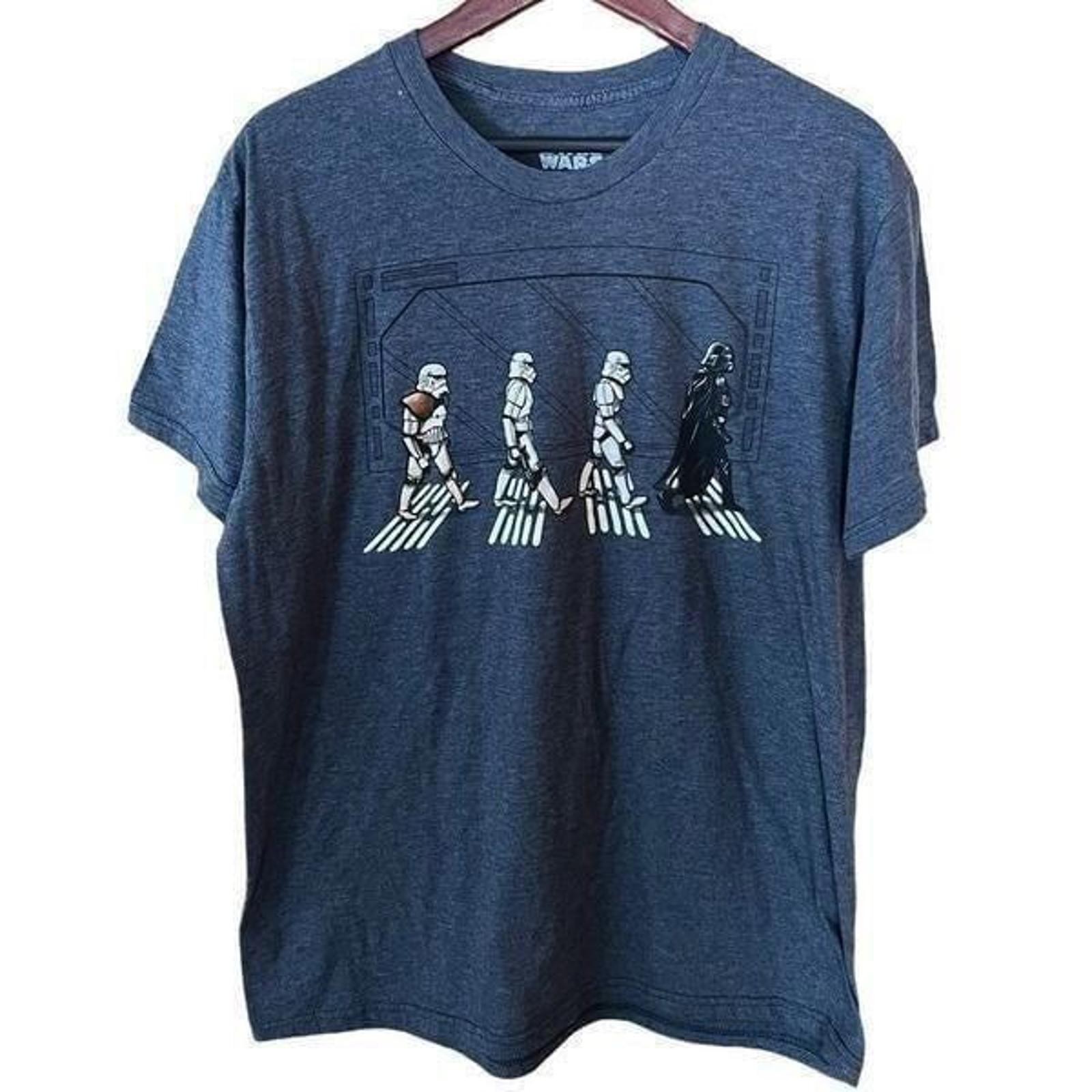 Star Wars Mens Large “Death Star Road” T-Shirt Vader Stormtroopers Beatles Parod