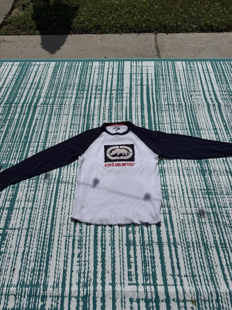 Y2K Ecko Unlimited Thermal Waffle Knit Logo Long Sleeve – Size XXL