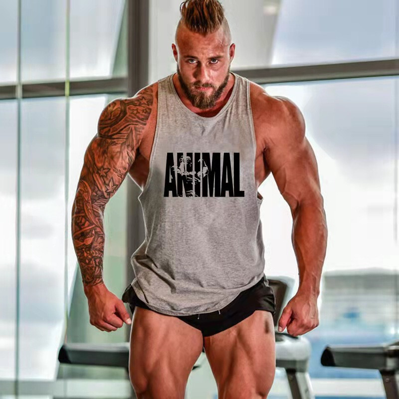 Men's Gym Workout Printed "ANIMAL" Tank Top VEST Fitness Bodybuilding Stringer gallery