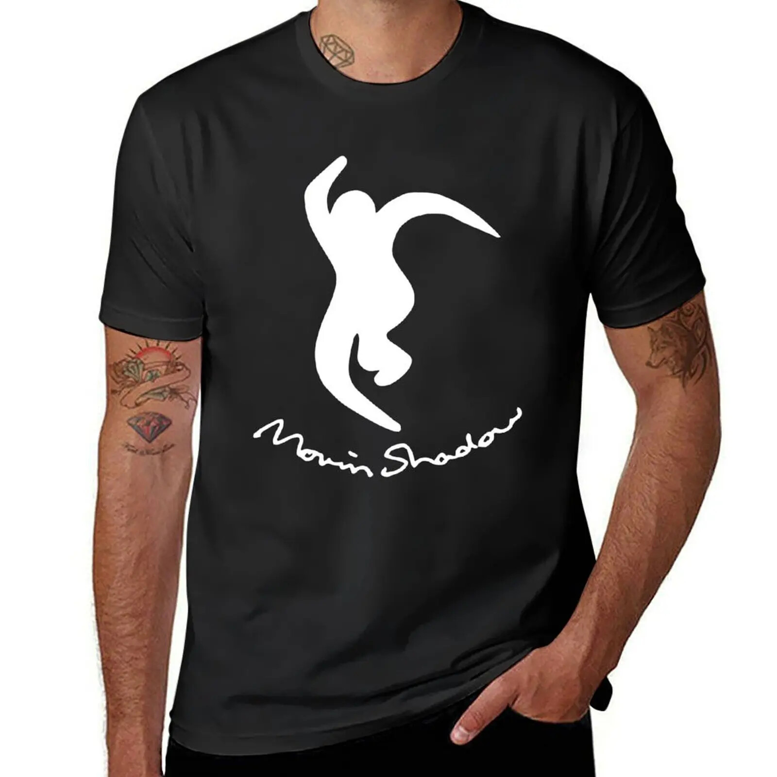 Moving Shadow Cursive Logo T-Shirt shirts graphic tees blanks anime clothes men
