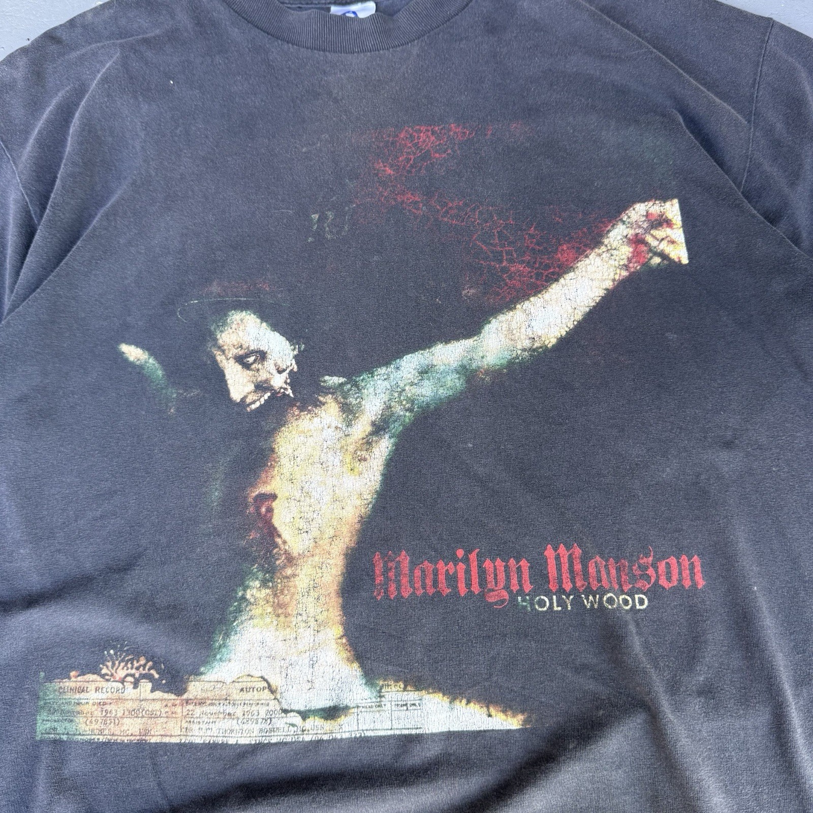 Vintage 2000 Marilyn Manson Hollywood Tour Tshirt Faded Black XL Rare gallery