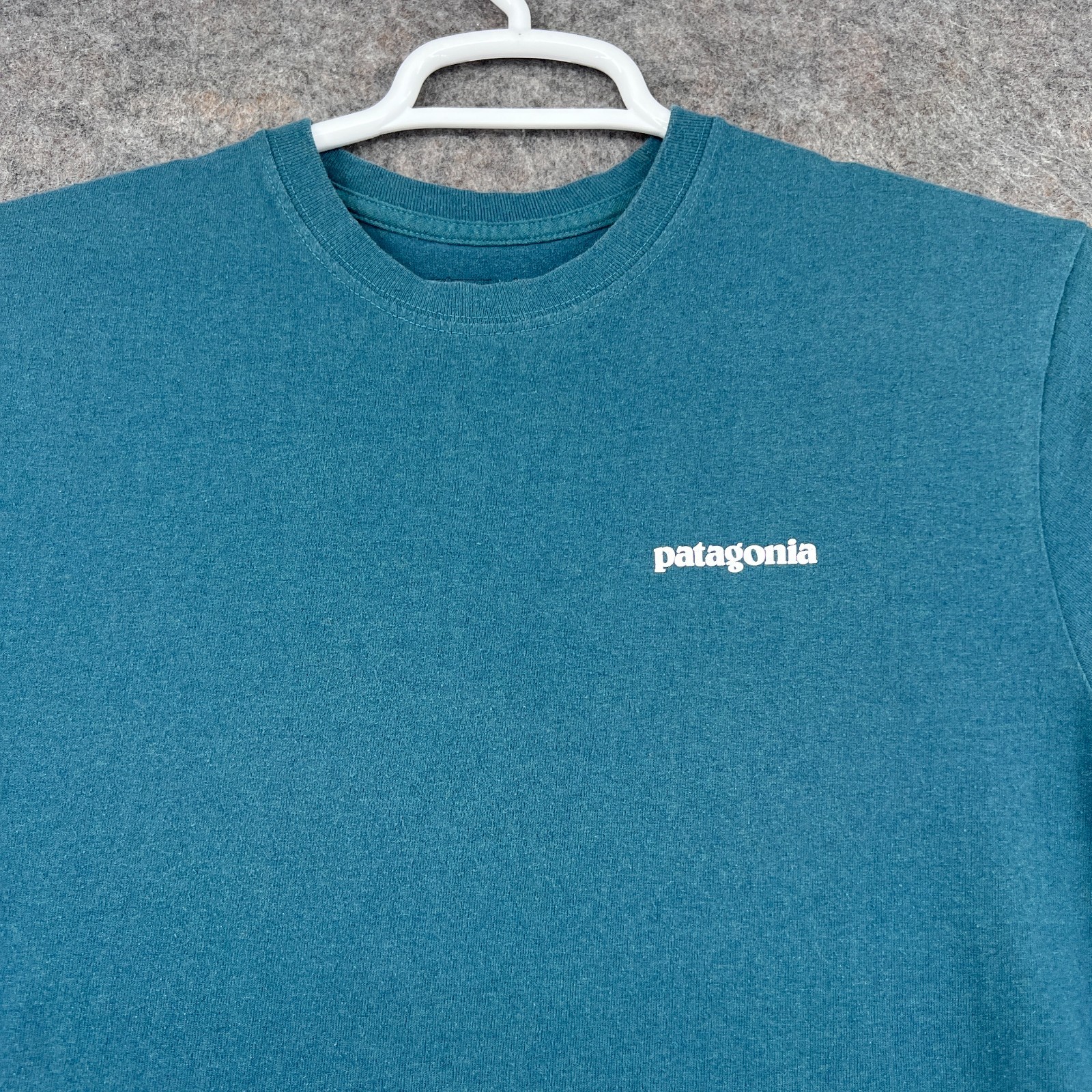 Patagonia Shirt Mens Large Blue Short Sleeve Crew Neck Cotton Blend Graphic Tee gallery