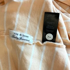 Rag & Bone Size M Polo Shirt Orange Striped Short Sleeve Collared Cotton Blend