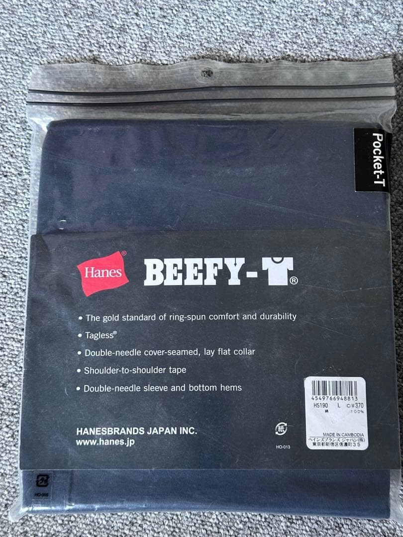 Hanes BEEFY-T Crew Neck T-Shirt Navy Blue Size L gallery