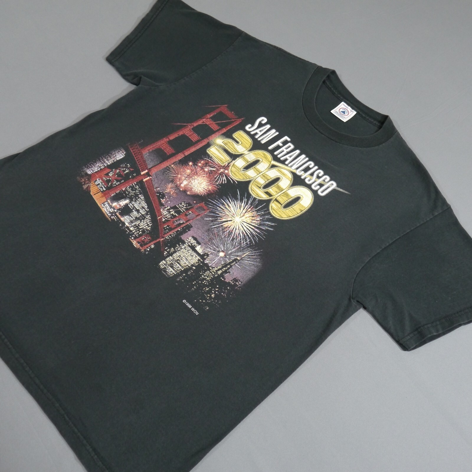 Vtg Y2k San Francisco Golden Gate Bridge T Shirt Sz L Black New Years Eve Party gallery