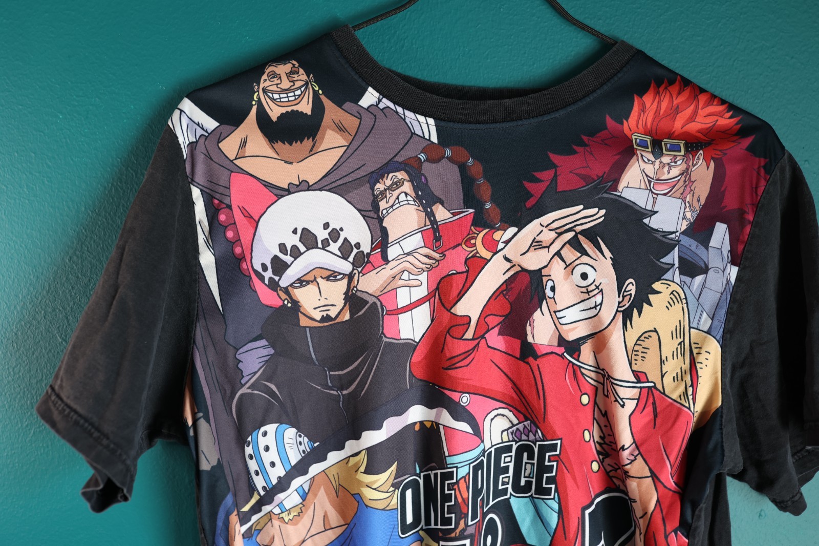 One Piece Anime Men’s Shirt Short Sleeve Black Satin Front XL gallery