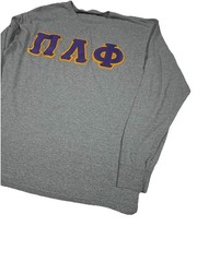 PI LAMBDA PHI Vintage LONG SLEEVE TEE Gray Size Large Greek Gear Frat Sorority