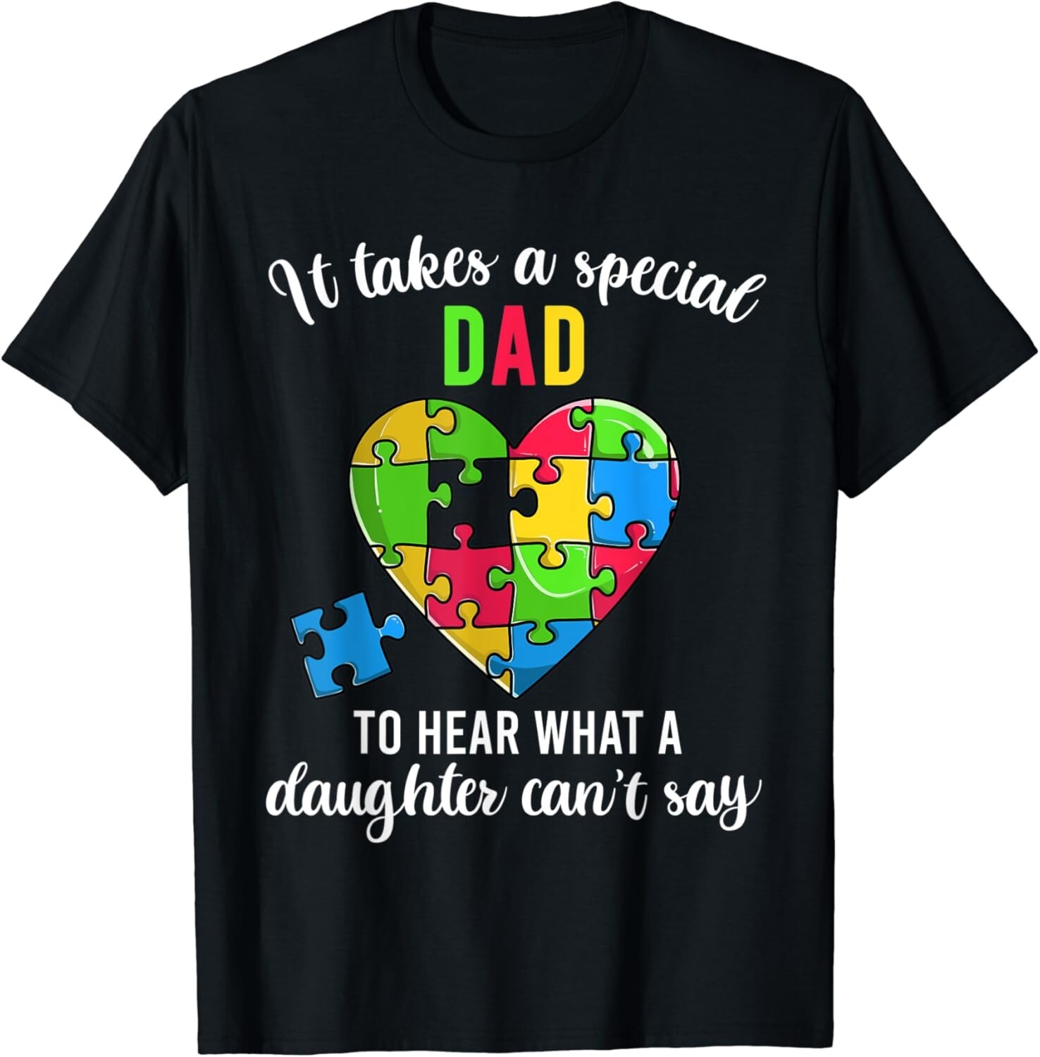 Dad Autism Awareness Family Support Shirts_ Fun Heart Puzzle Gift Unisex T-Shirt gallery