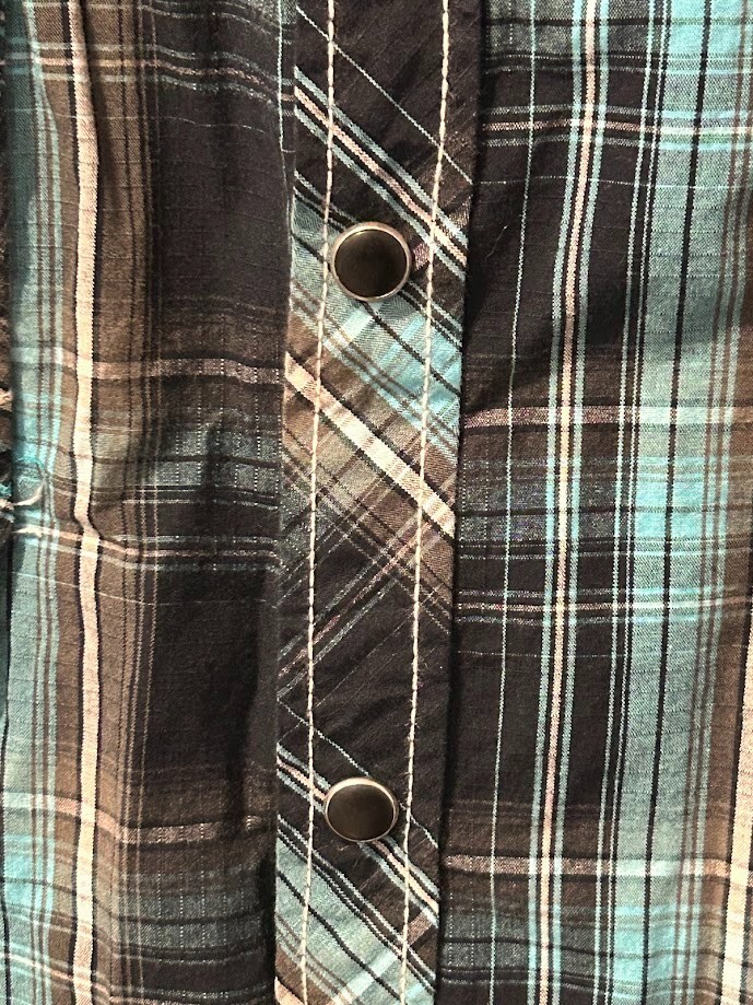Western Plaid Snap Button Up long sleeve Shirt BKE Buckle Mens Standard Fit Sz L gallery