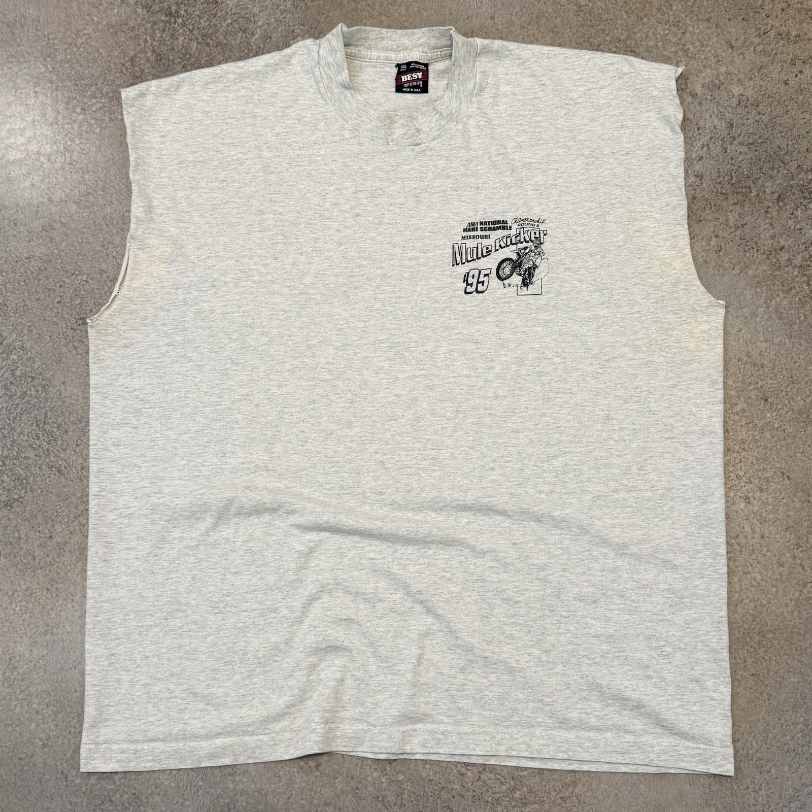 Vintage 90s AMA Missour Mule Kicker Cut Off Tee Shirt 2XL Hare Scramble 1995 gallery
