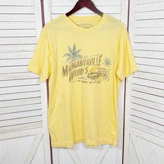 Margaritaville Tee Shirt Men’s Large Pale Yellow Tropical Woody Wagon Cotton