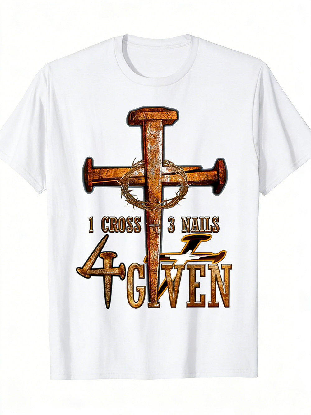 Men'S Christian "1 Cross 3 Nails 4 Giving" Pattern T-Shirt - 100% Pure gallery