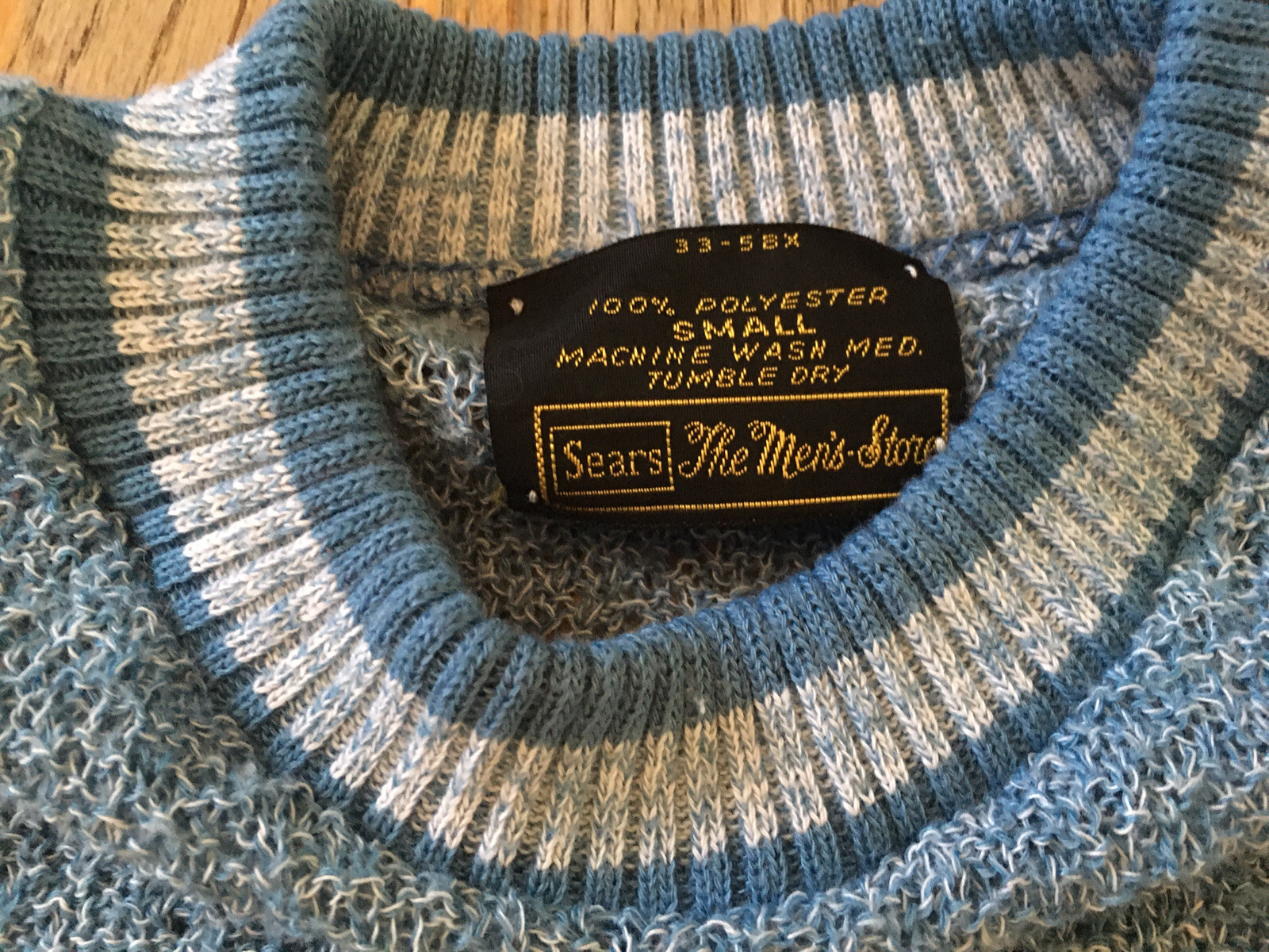 VTG 60s Ban Lon Textured Mod Shirt by Sears, Heathered Blue, Small, Atomic Age gallery