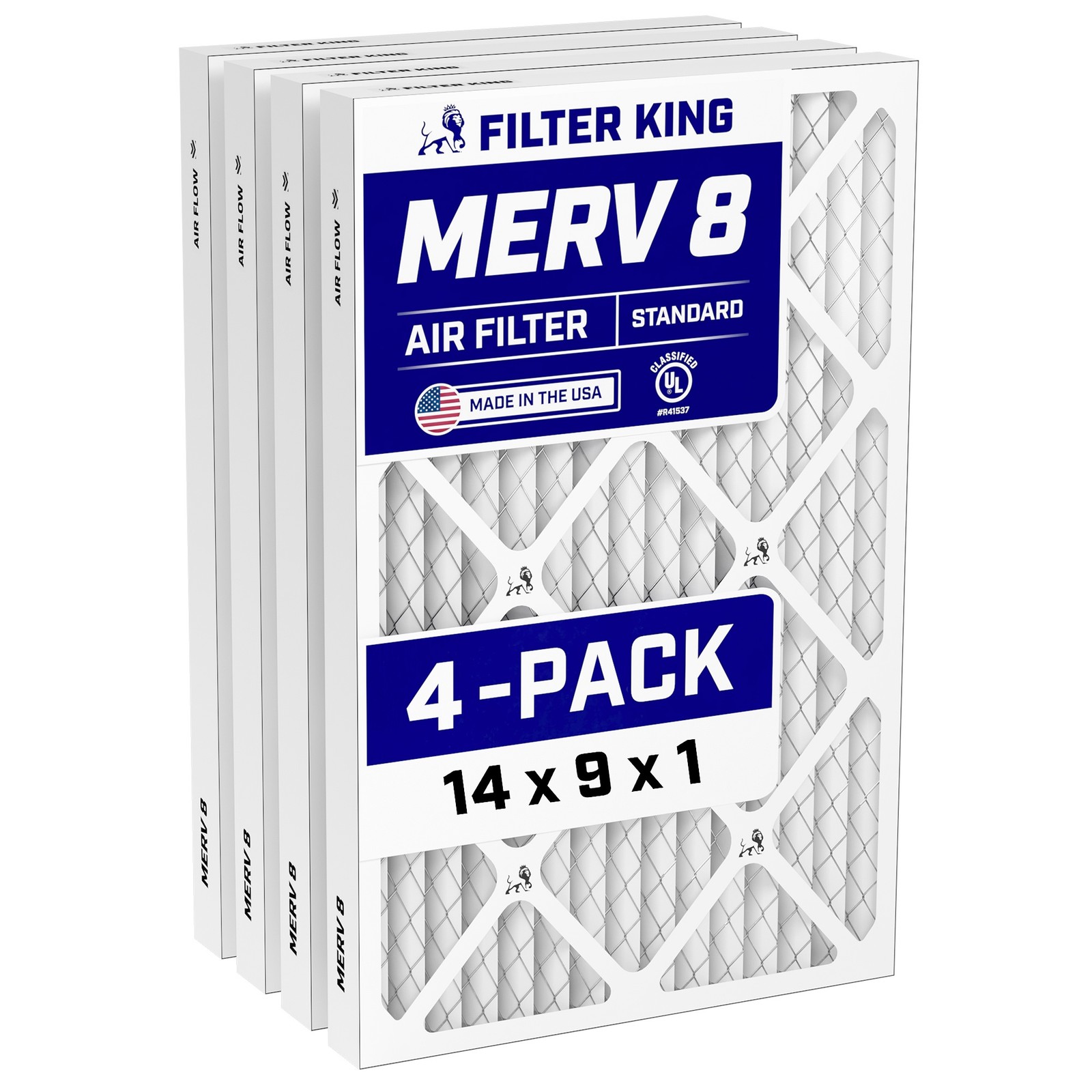 Filter King 14x9x1 Air Filter 4-PACK MERV 8 Actual Size 14 x 9 x .75″