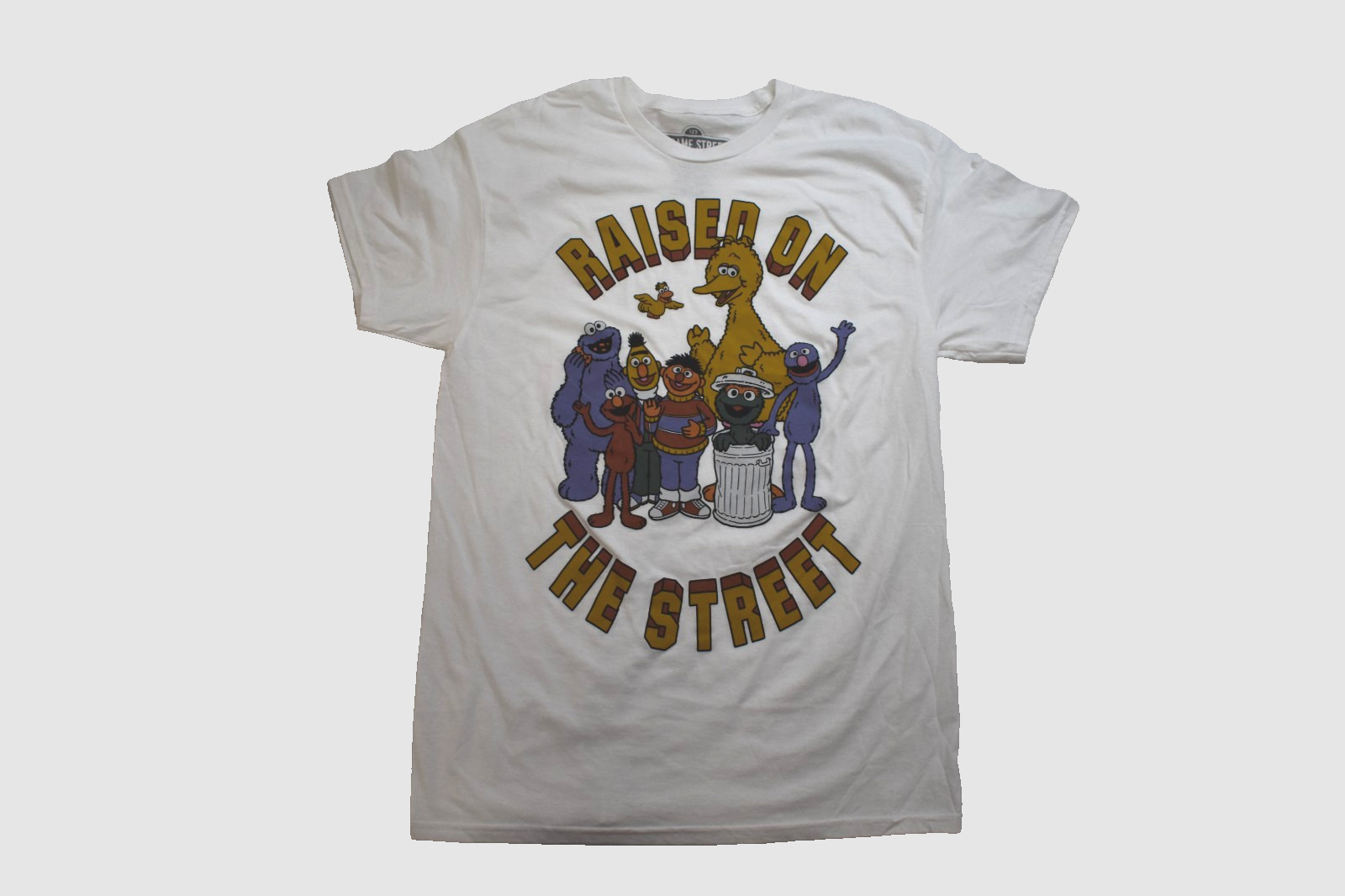 Sesame Street Mens Raised On The Streets White Shirt New S, M, L, XL, 2XL gallery