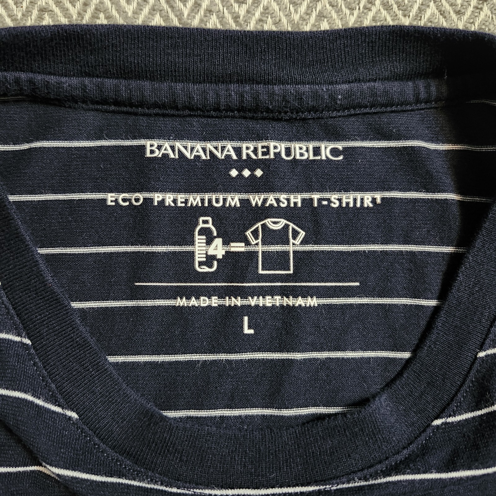 Banana Republic T Shirt Mens Large Blue Striped Short Sleeve Crew Neck Casual gallery
