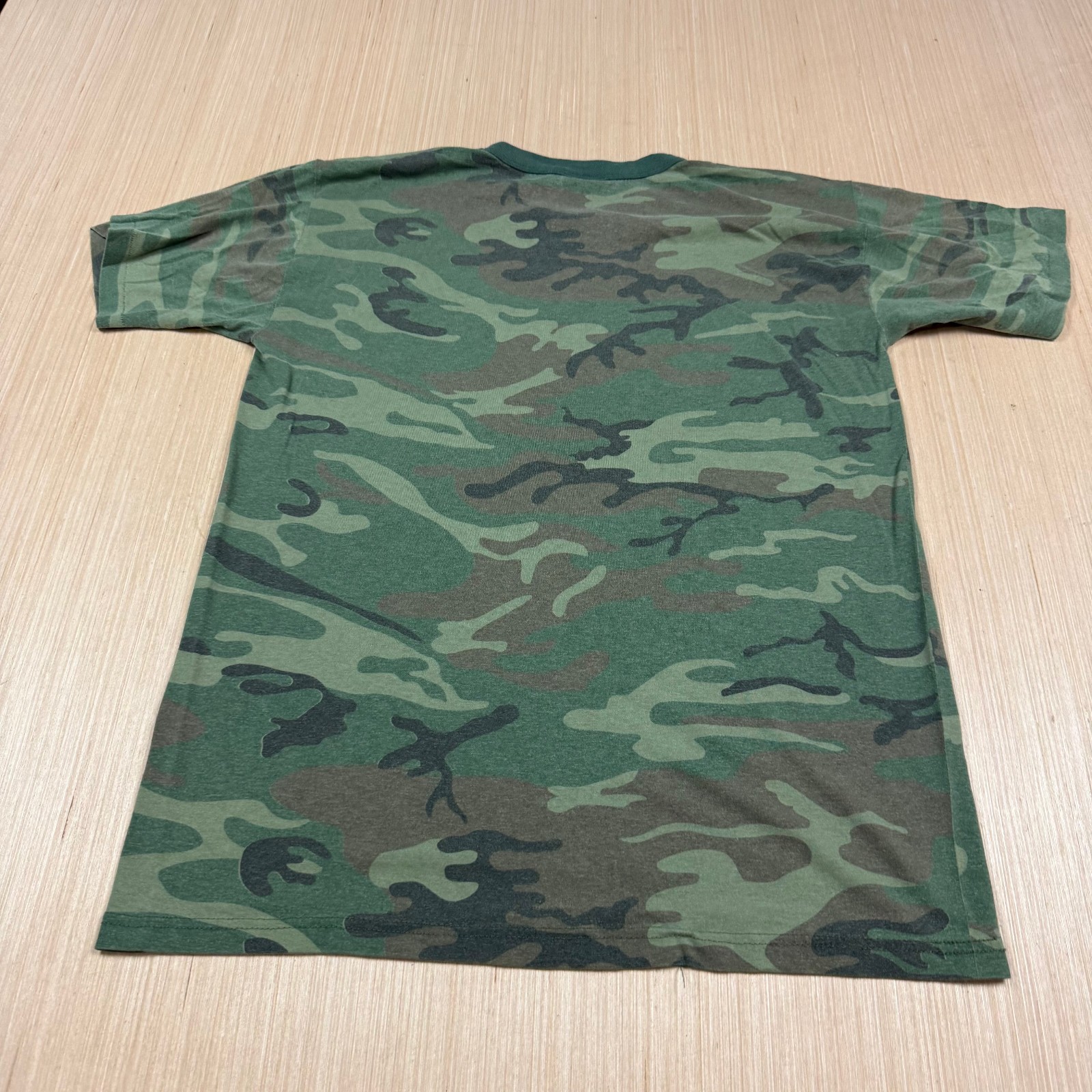 Vintage 90s Rothco Camo Ringer Large Single Stitch T Shirt Made in USA army gallery