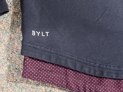BYLT Drop Cut Dual Layer Lux Shirt Men’s Large Long Sleeve Navy Blue Stretch