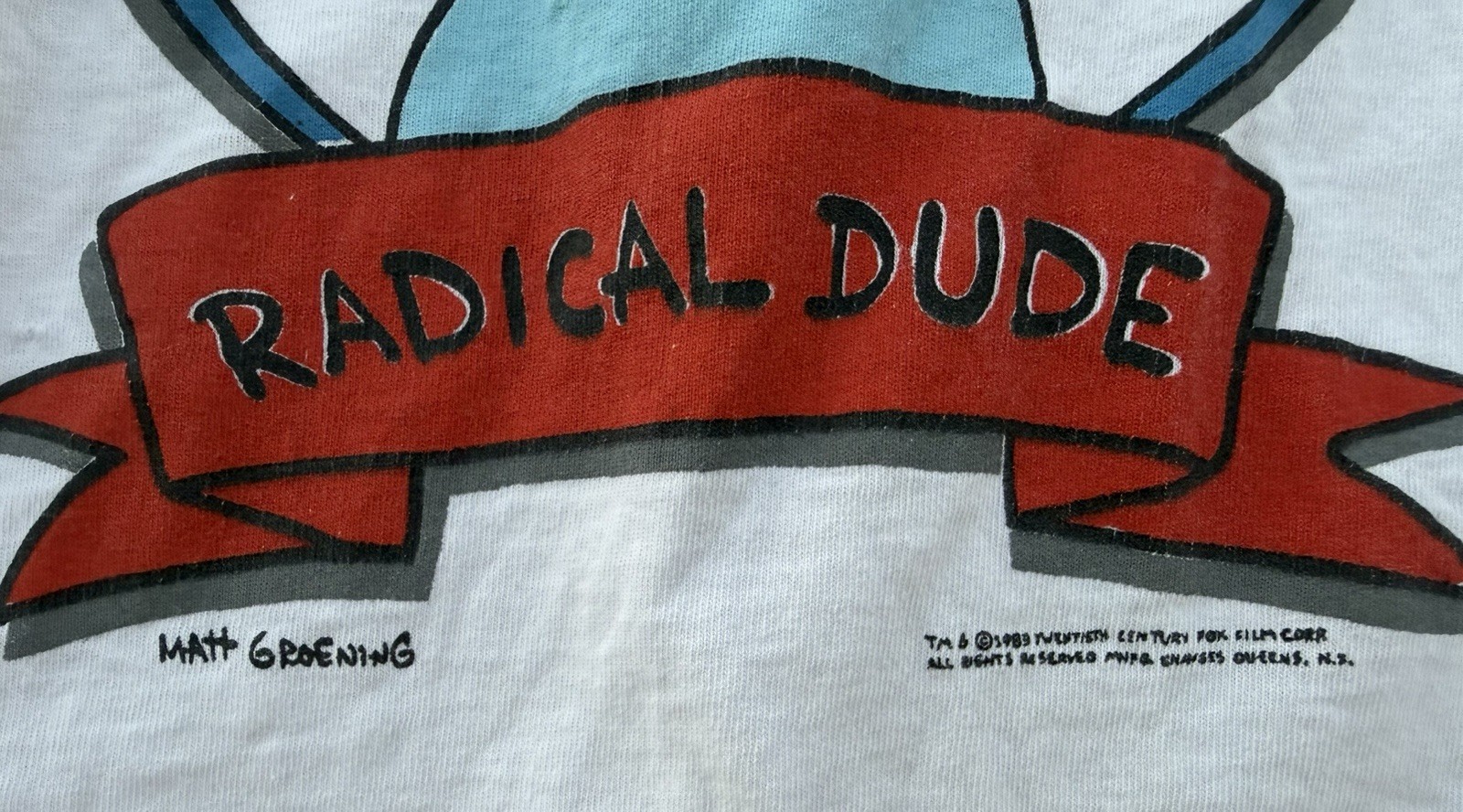 Fruit of the Loom Bart Simpson Radical Dude Graphic Tee White M Preshrunk gallery