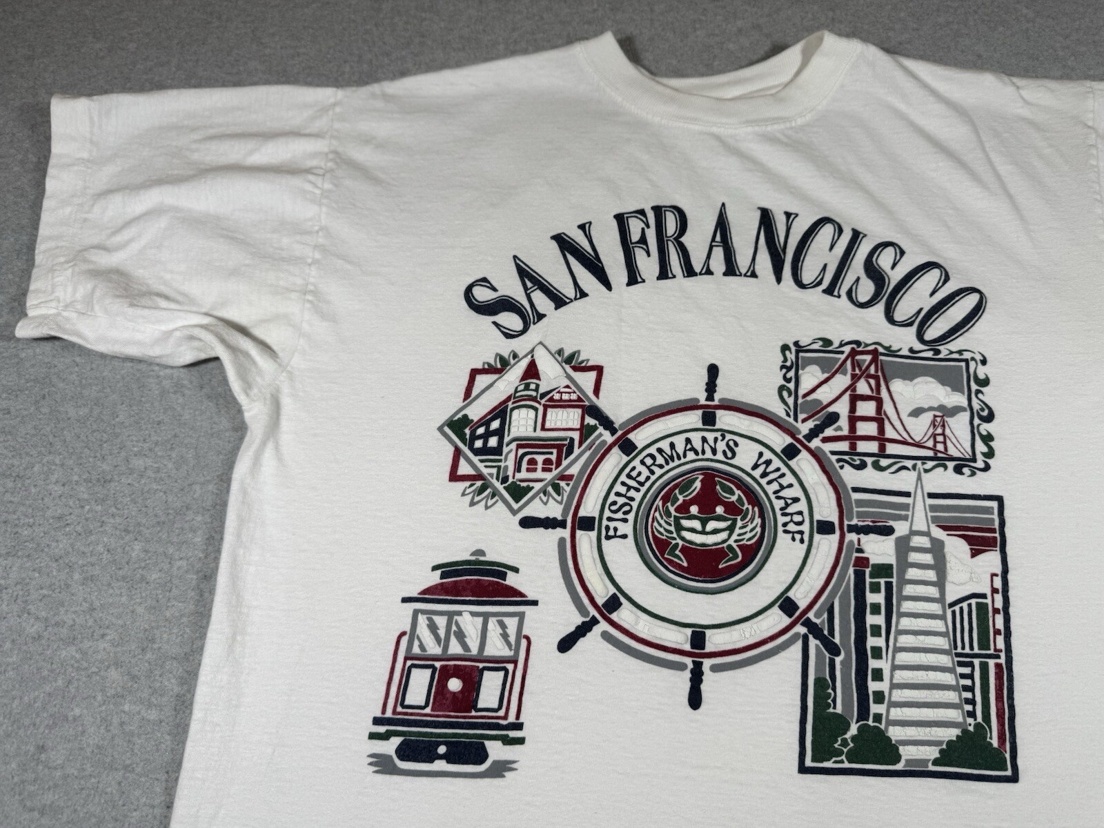 San Franscisco Shirt Adult Large White Fisherman Wharf California Ocean Beach gallery