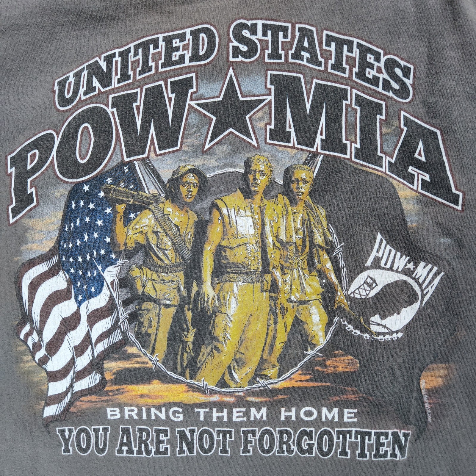 POW MIA United States Military T-Shirt Size XL Bring Them Home Veteran Patriotic gallery