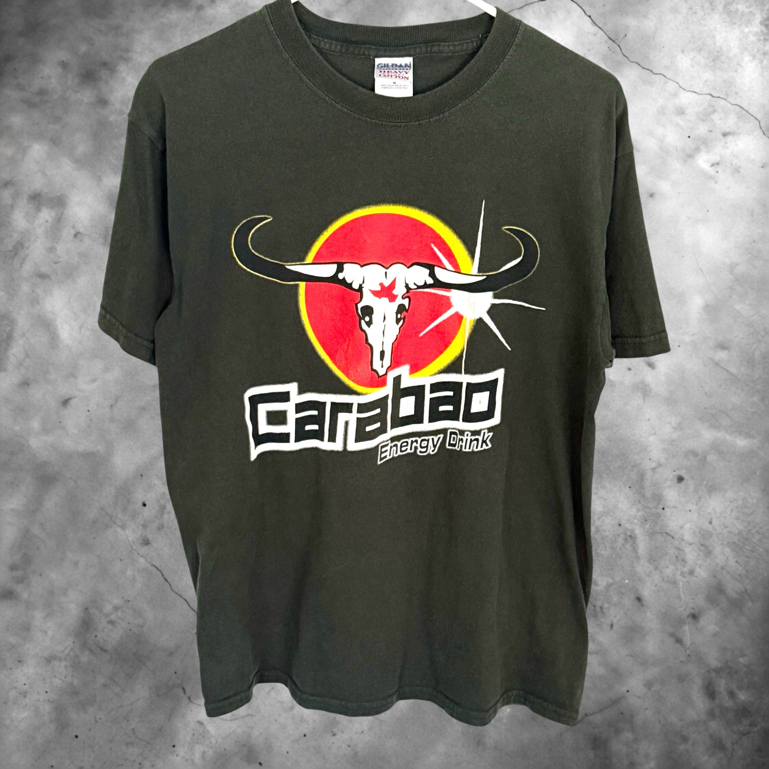Vintage Carabao Dang Energy Drink Thailand T Shirt Sz M OG 2002 Thai Promo Tee gallery