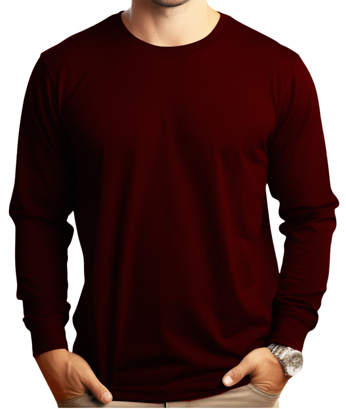 DRI-FIT Long Sleeve T-Shirts, UPF 50+ Sun Protection Shirt BURGUNDY